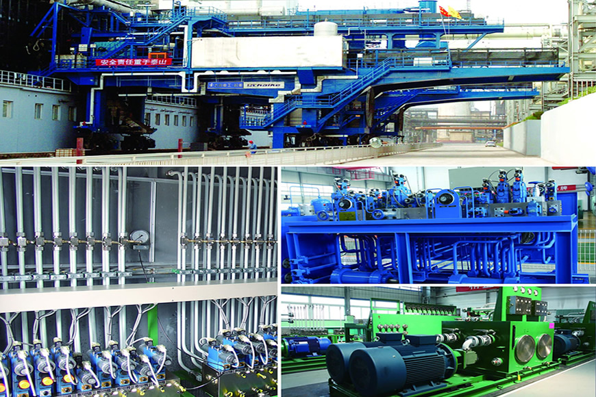 Hydraulic system for coke oven machinery